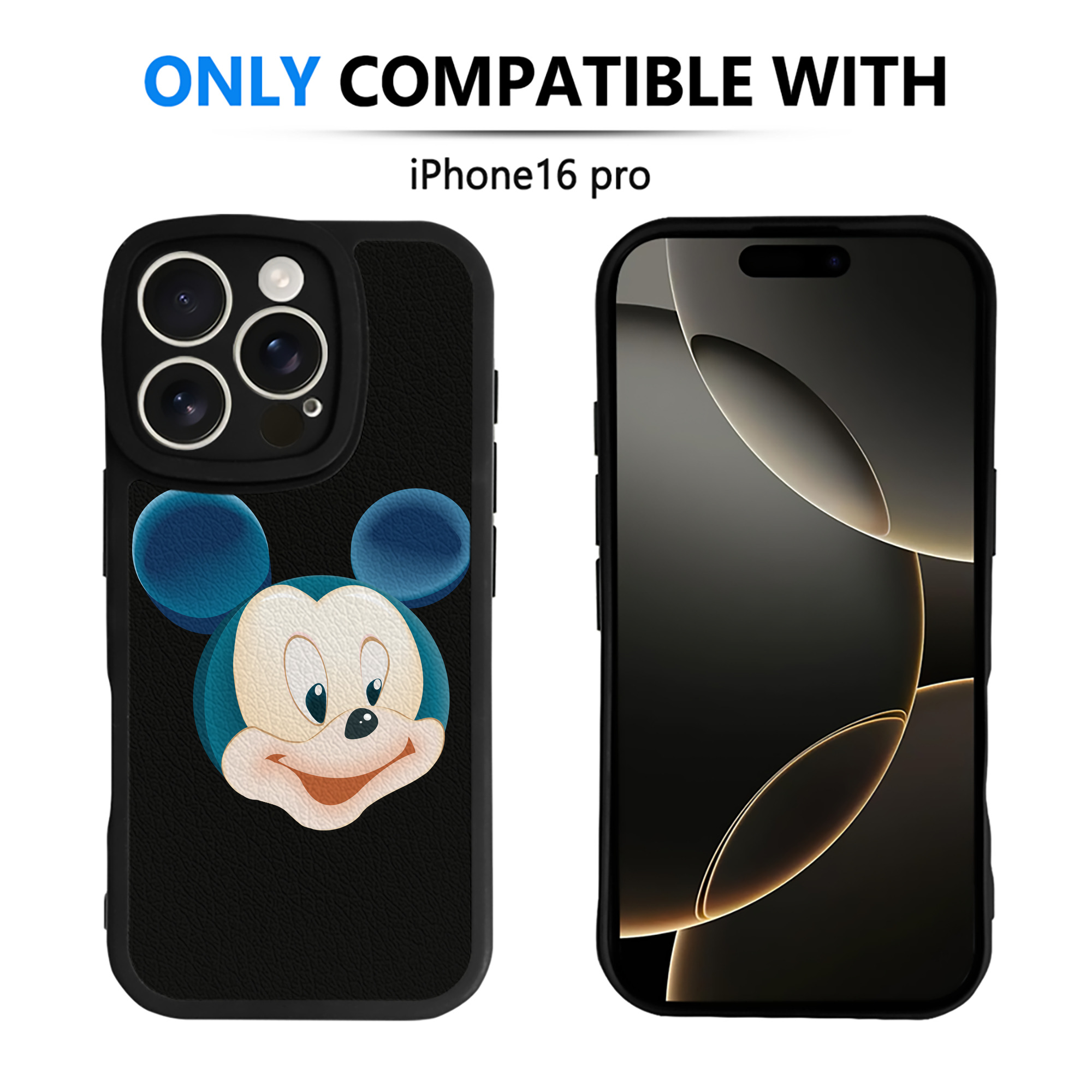 （画像用） ミッキーマウス Mickey Mouse 【iPhone 16シリーズ対応】シリコンスマホケース（レザー調） 材質：シリコン